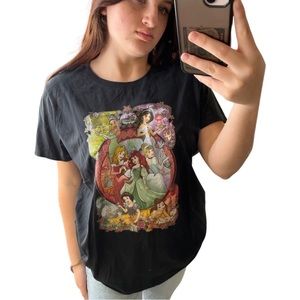 Disney T-shirt Princess shirt black short sleeve tee Size XL